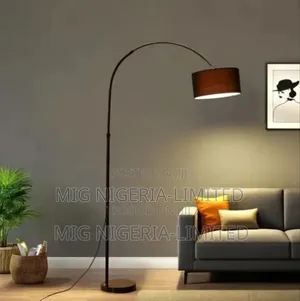 White Floor Lamp Curve Stem Adjustable Stainless Marble Base for Home