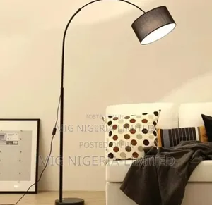 White Floor Lamp Curve Stem Adjustable Stainless Marble Base for Home