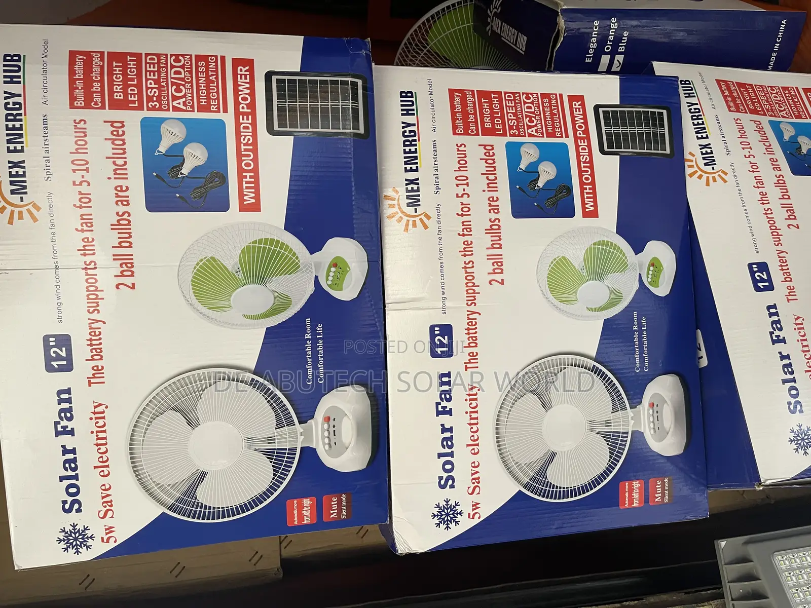 12 Inches Table Top Fan With Panel and Two Bulbs