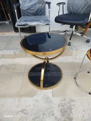 Round Side Table With Glass Top  For Bedroom
