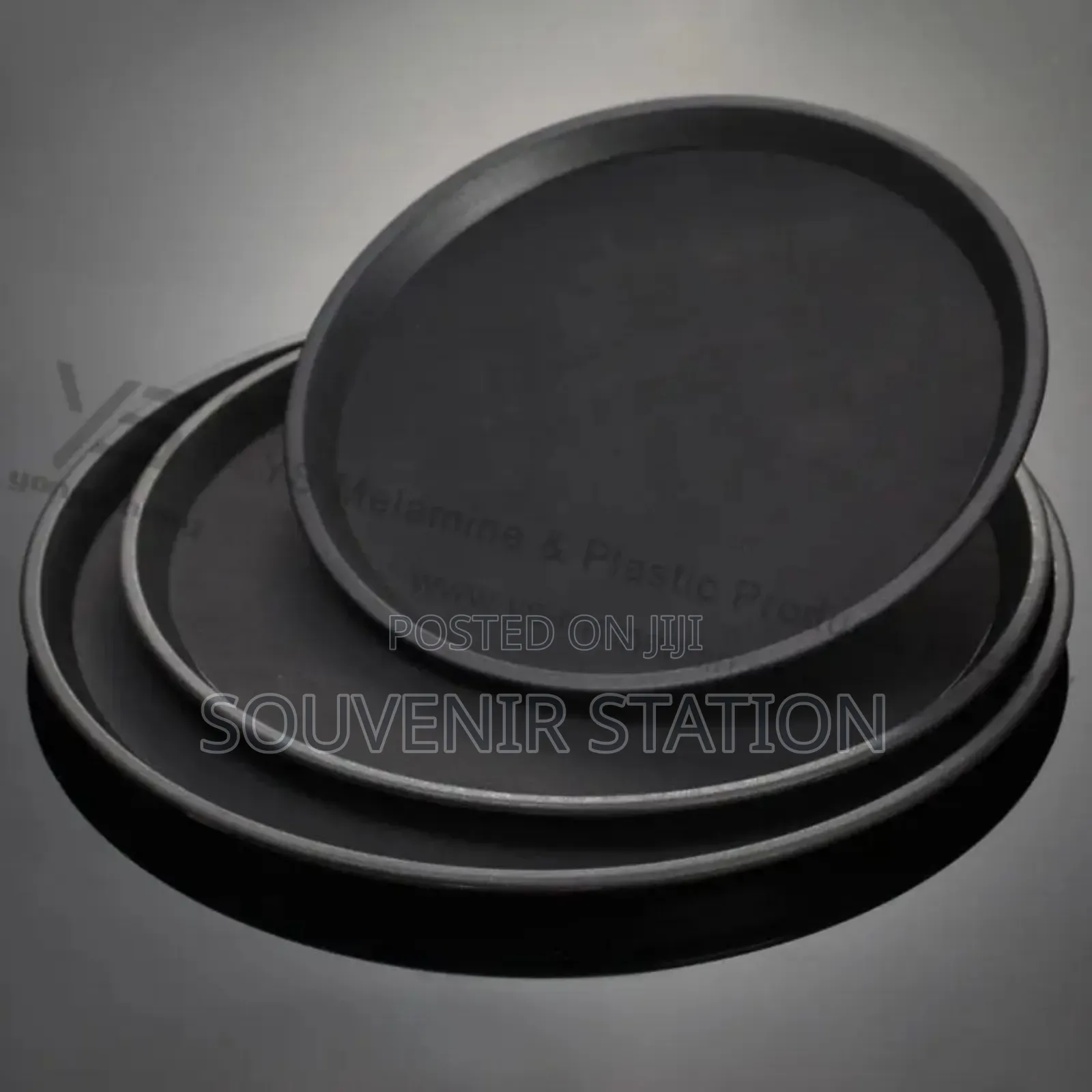 Non Slip Black Bar Trays, Round Rectangle