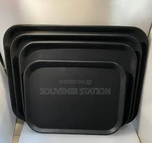 Non Slip Black Bar Trays, Round Rectangle