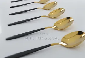 6 Piece Golden Stainless Steel Table Spoon Set