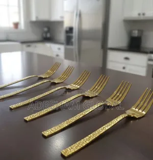 6 Piece Golden Stainless Steel Table Fork Set