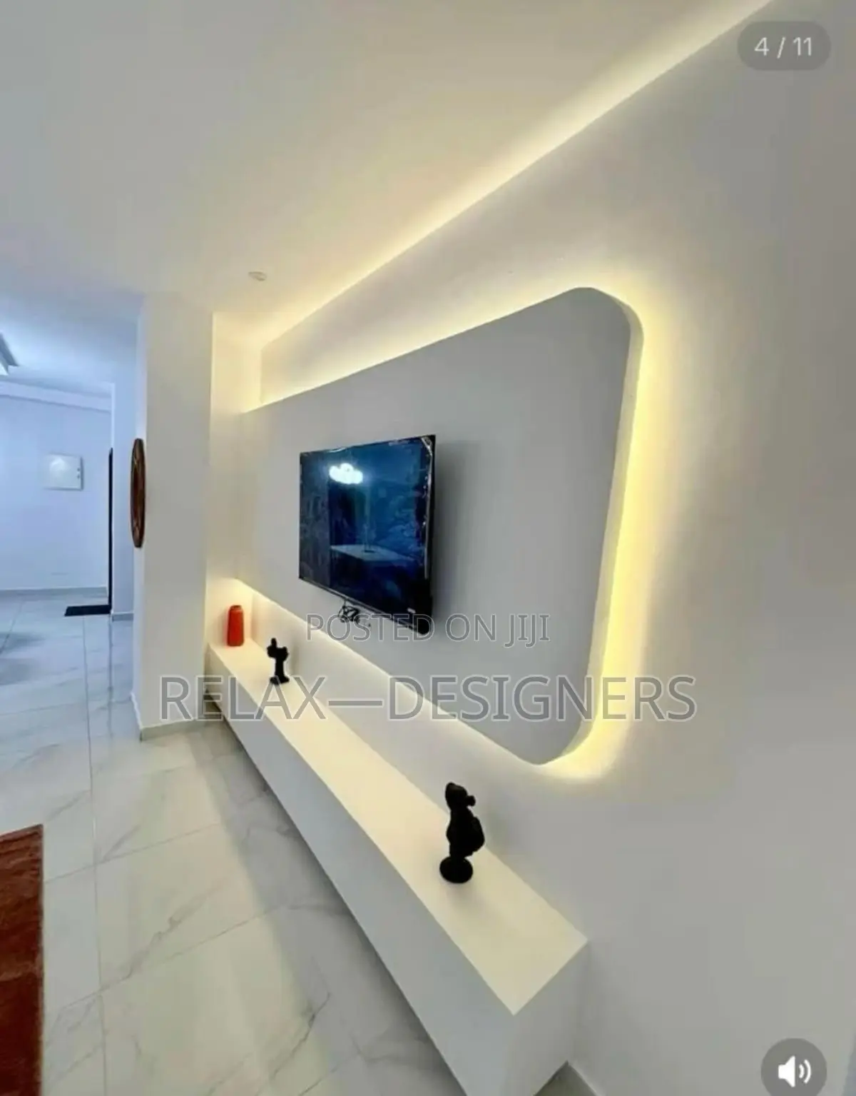 White Tv Stand With Arch Design  