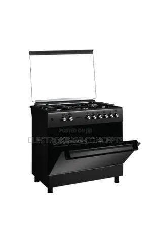 Maxi Gas Cooker 60x90cm 5 Burners Shine Line Black Matte Ovenwithgrill