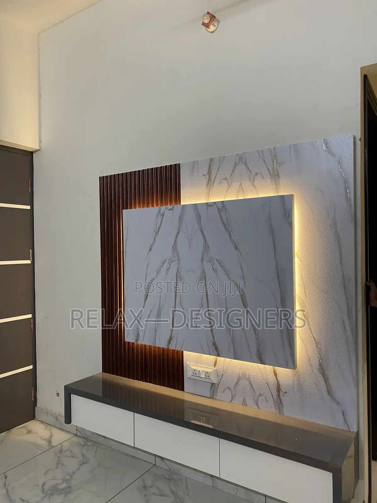 Marble Redish Brown Panel Tv-Stand  