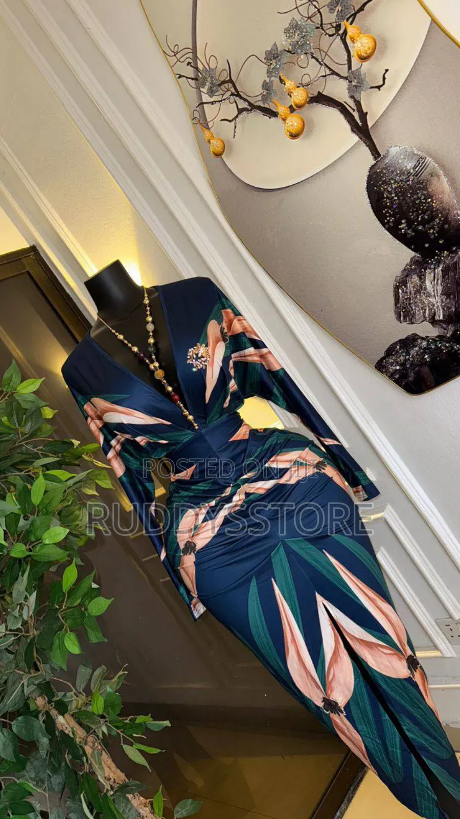 Luxury Floral Print Maxi Dress | Elegant Deep v Bodycon Style
