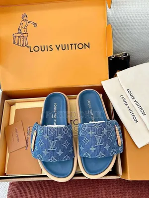 Louis Vuitton Signature Comfort Slides — Luxe Monogram in Blue Brown