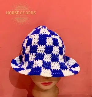 Checker Crochet Bucket Hat