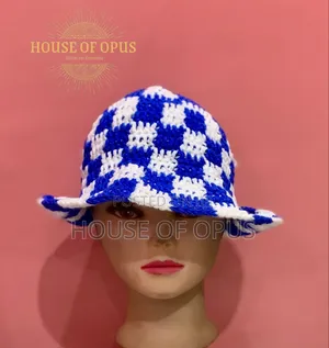 Checker Crochet Bucket Hat
