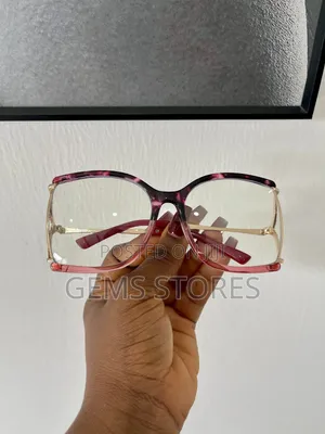 Oversized High-Fashion Eyeglasses - Gold Trim Chic Acetate Frame