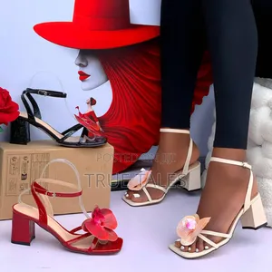 Flower Brooch Block Heels Stock Uk Sandals Sizes 37 To 43