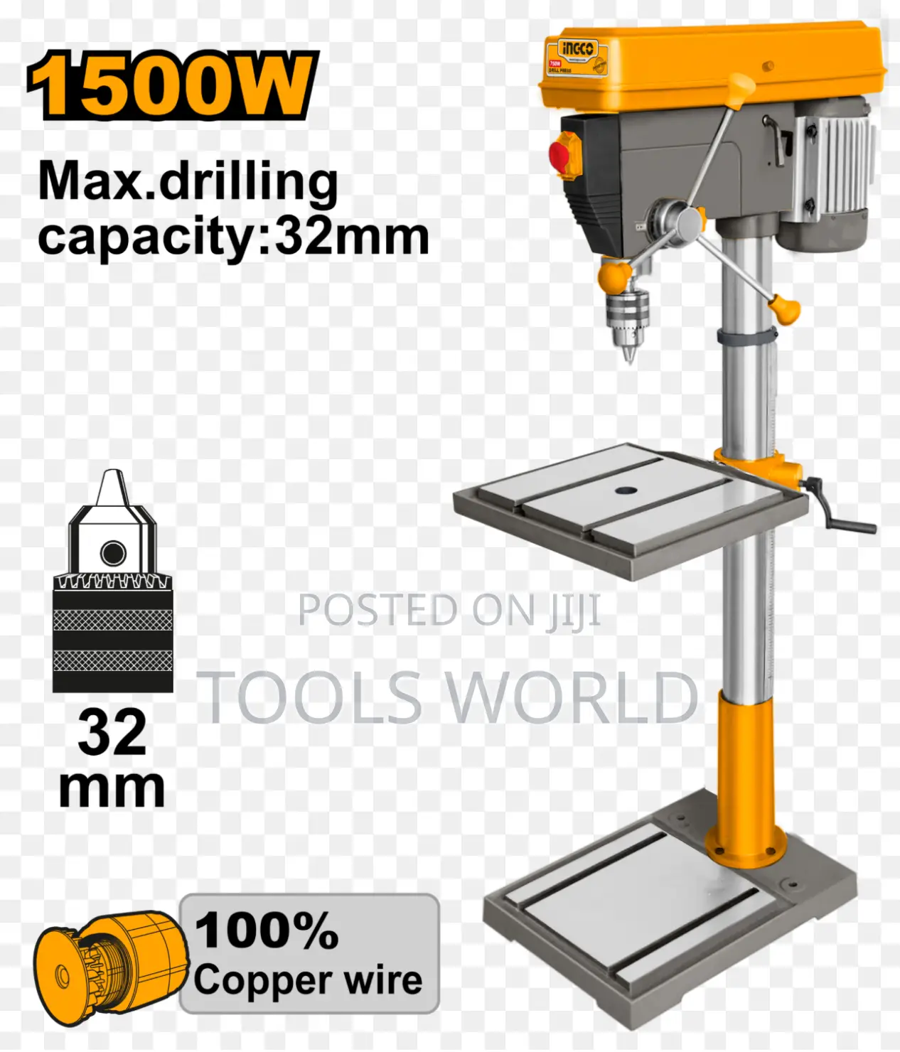 Heavy-Duty Bench Drill Press 1500w | Adjustable Table Vice