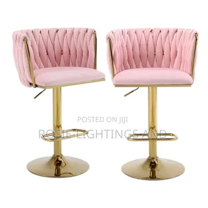 Adjustable Luxury Velvet Bar Stools( Set of 2) Pink