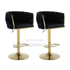 Adjustable Luxury Velvet Bar Stools( Set of 2) Black