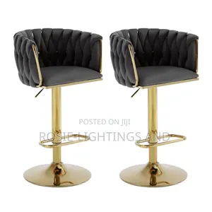 Adjustable Luxury Velvet Bar Stools ( Set of 2 ) Gray