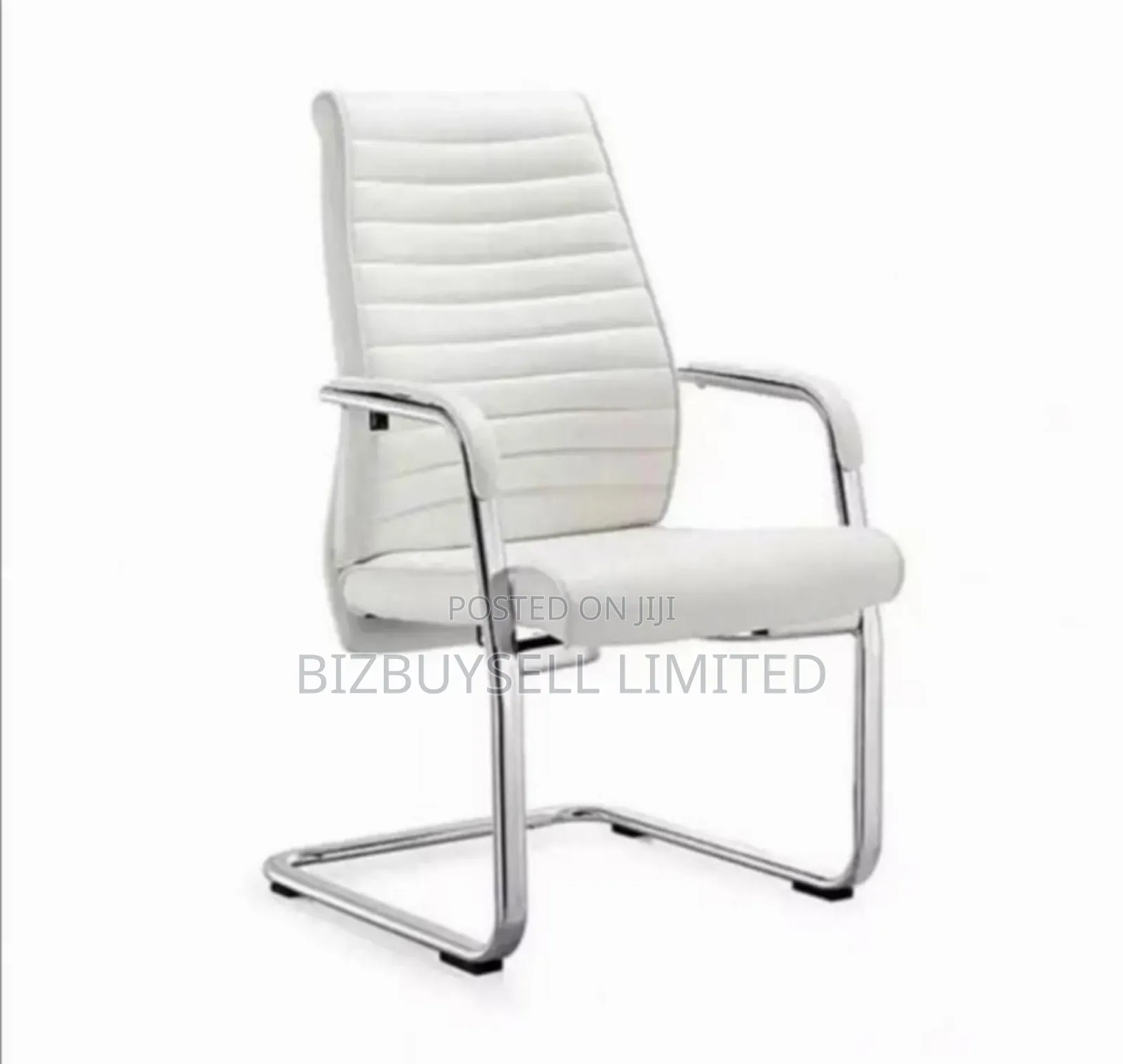Executive White Leather Visitors Chair.