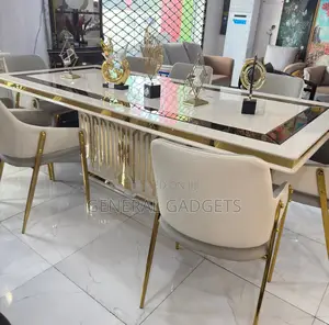 Padded Wooden Top Dinning Set With 8 Chairs