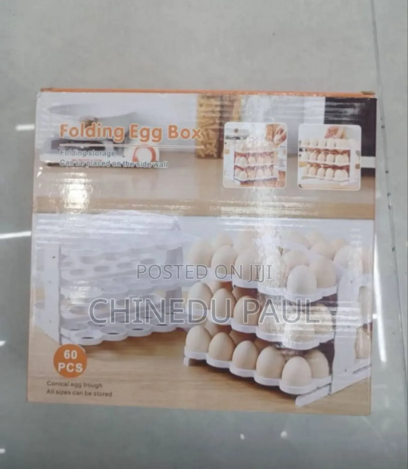 Two-Sided Folding Egg Box Can Conveniently Contain 60 Eggs at a Go!