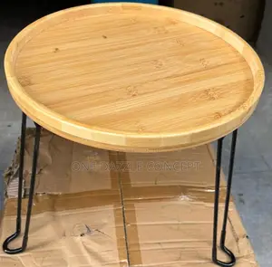 Round Wooden Tray With Iron Stand