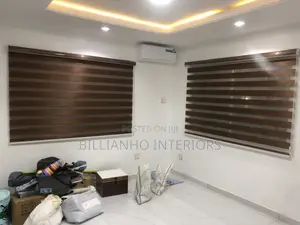 Stripe Patterned Brown Day Night Window Blinds