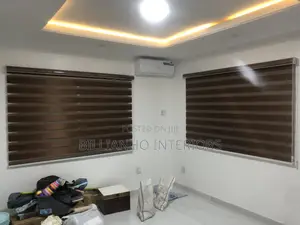Stripe Patterned Brown Day Night Window Blinds