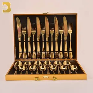 24 Pieces Gold Cutlery