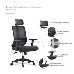 Net Executive Office Chair With Adjustable Arms and Headrest