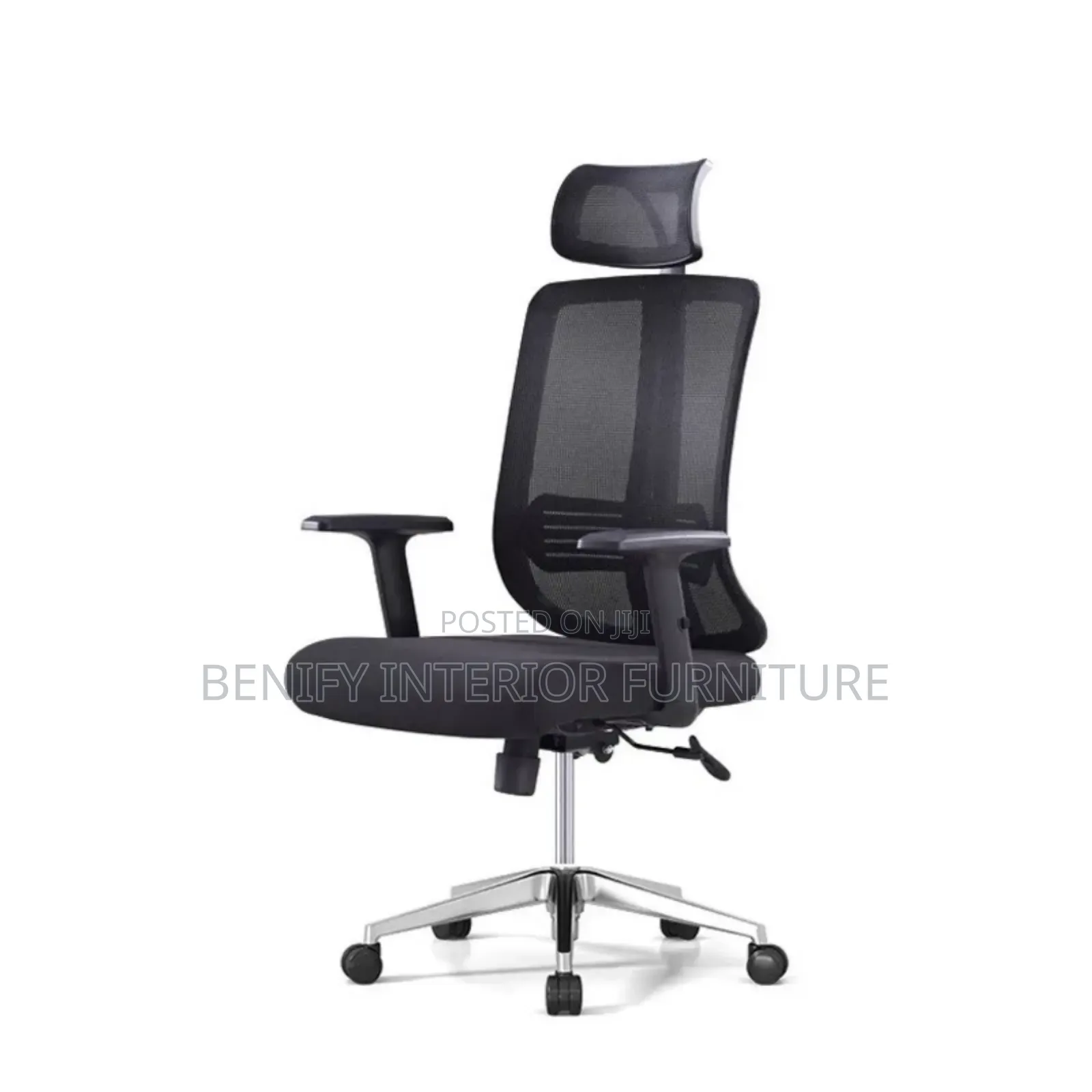 Net Executive Office Chair With Adjustable Arms and Headrest