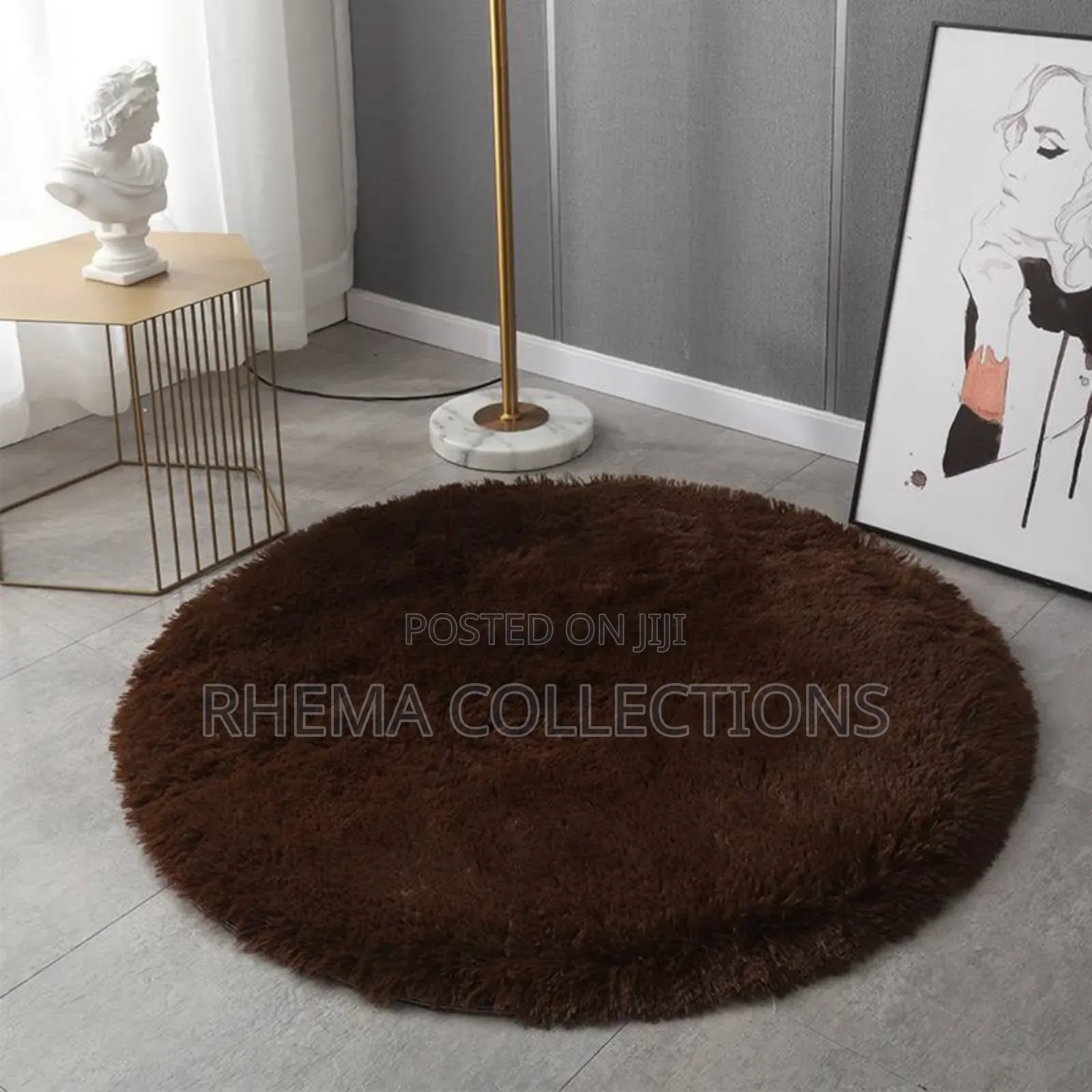 100cm Round Shape Fluffy Fur Rug
