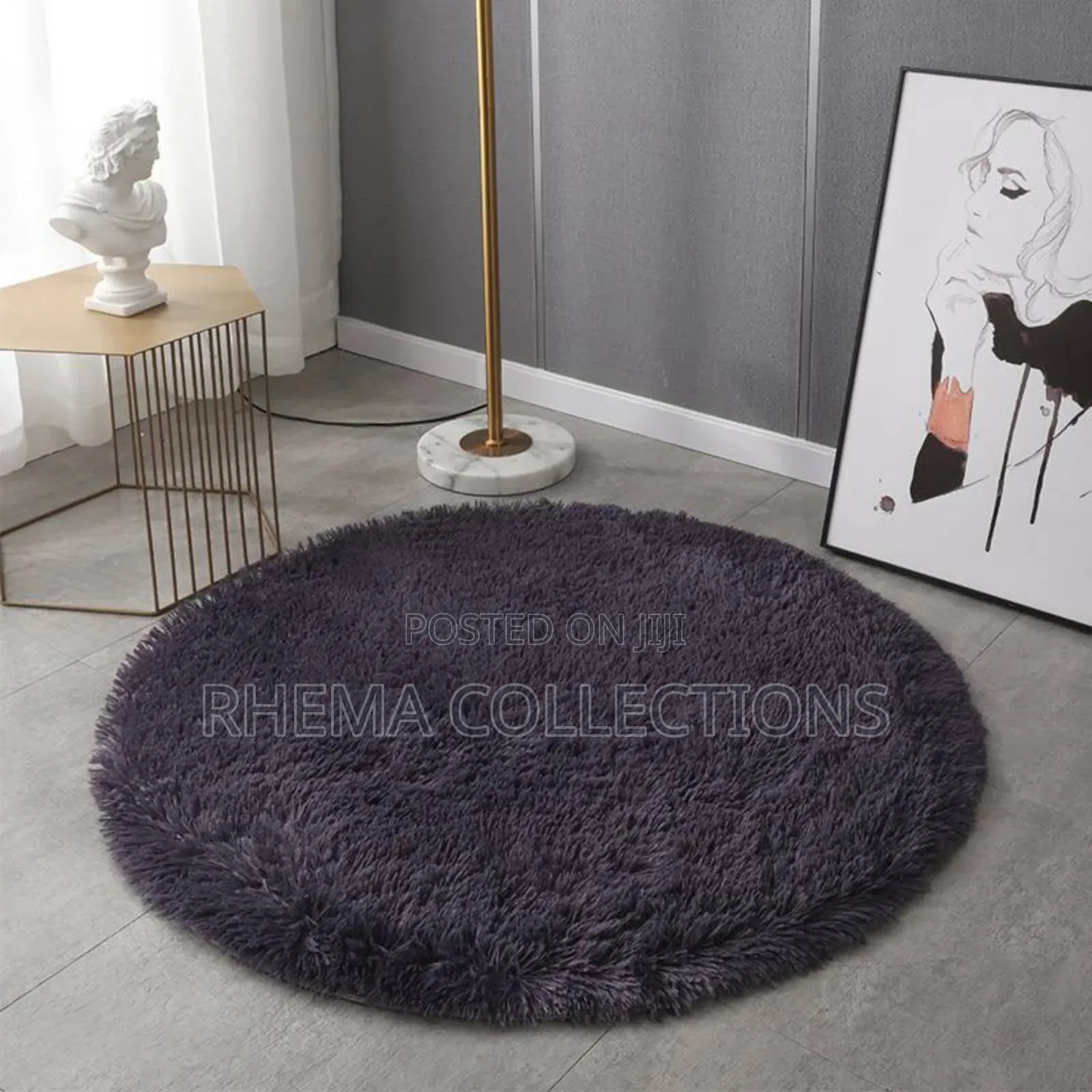100cm Round Shape Fluffy Fur Rug
