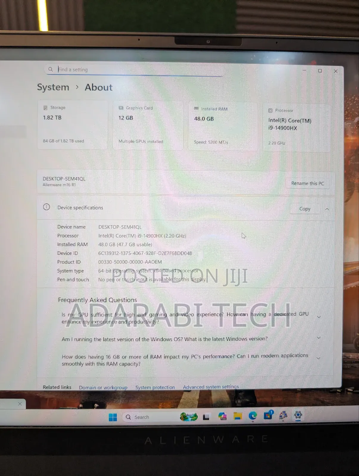 Laptop Dell Alienware M18 R2 48GB Intel Core I9 SSD 2T