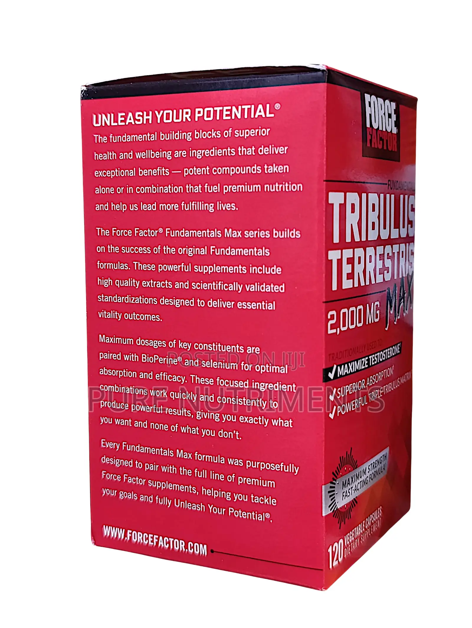Force Factor Tribulus Terrestris 2000mg Testosterone Vitality 120 Caps