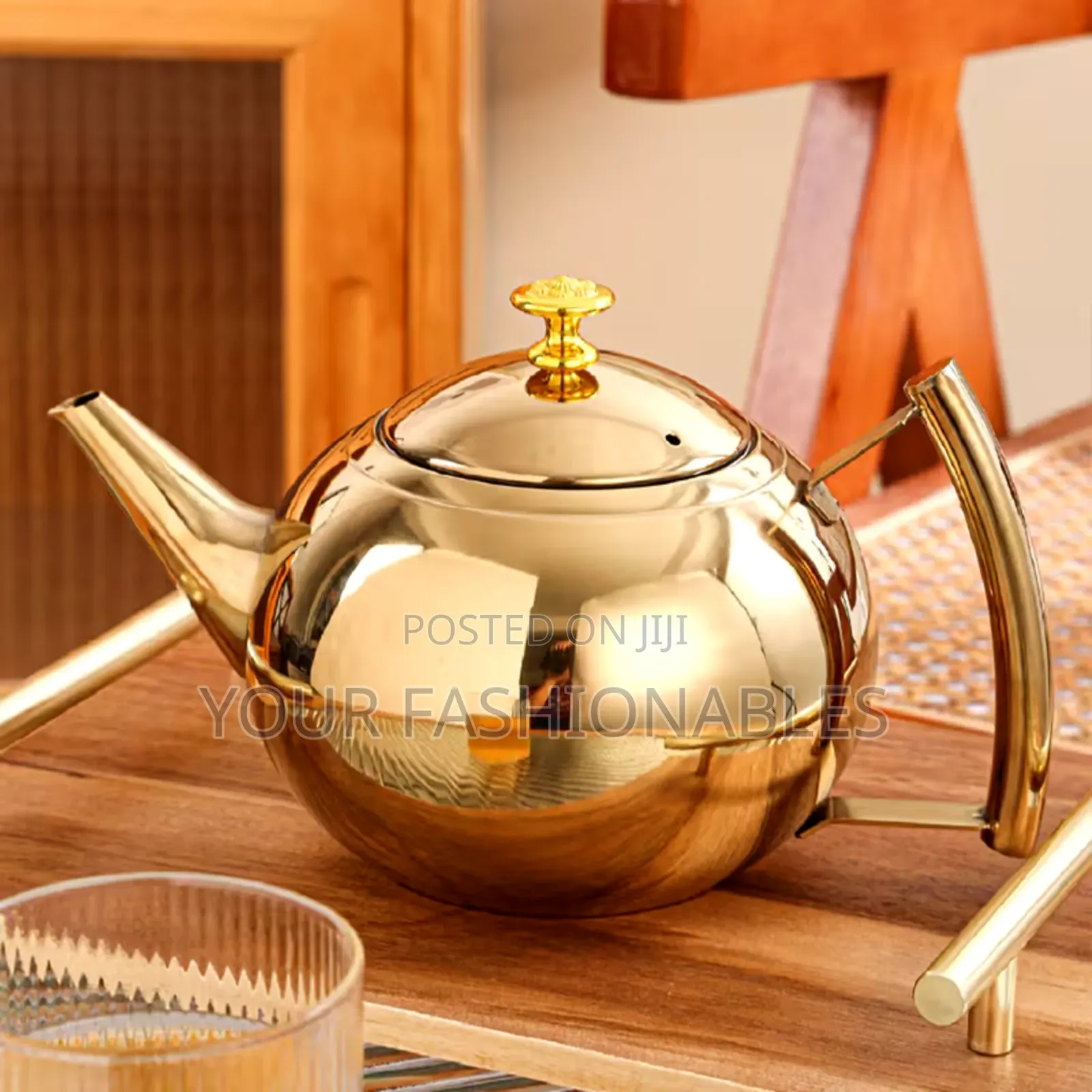 Stylish Stainless Stainless Steel Gold Teapot/Kettle ( Large Size)
