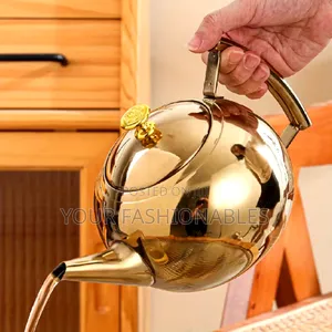 Stylish Stainless Stainless Steel Gold Teapot/Kettle ( Large Size)