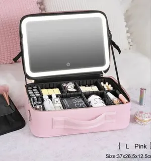 New Fashion Large Capacity Leather Cosmetics/Makeup Bag With Mirror