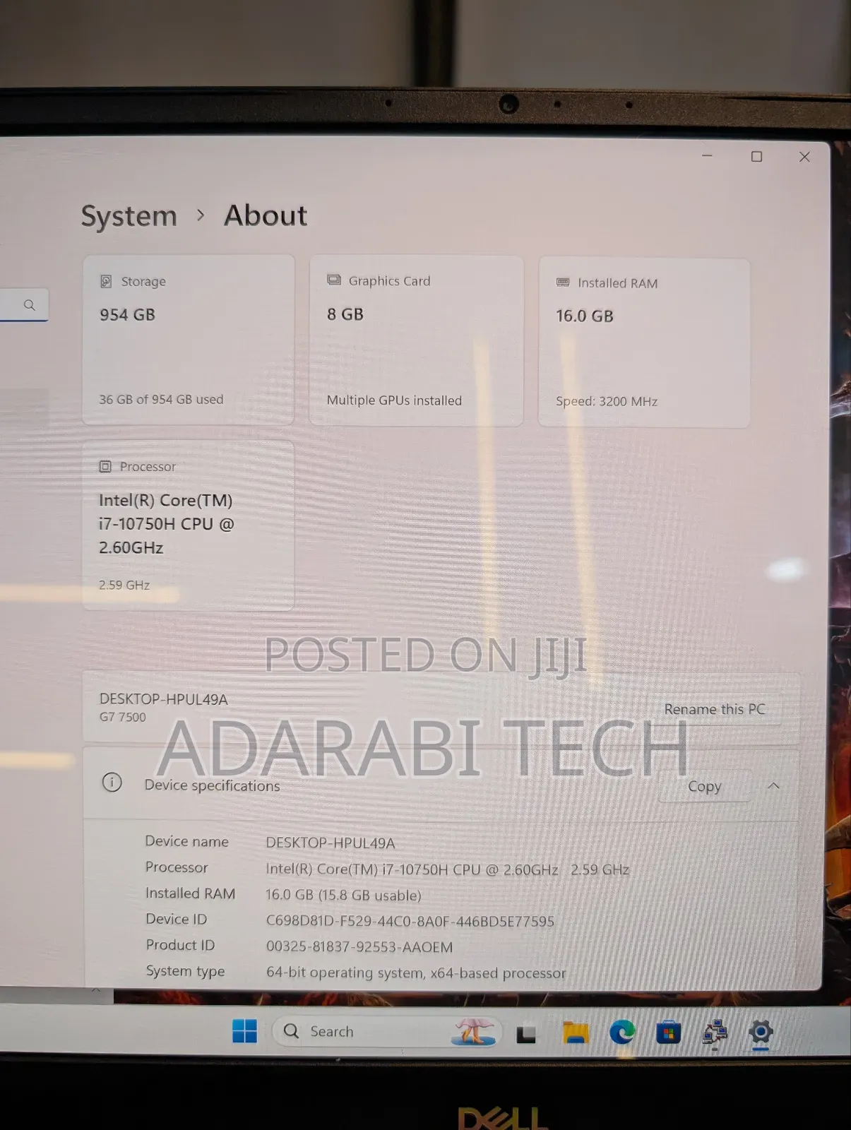 Laptop Dell G7 15 7590 16GB Intel Core I7 SSD 1T