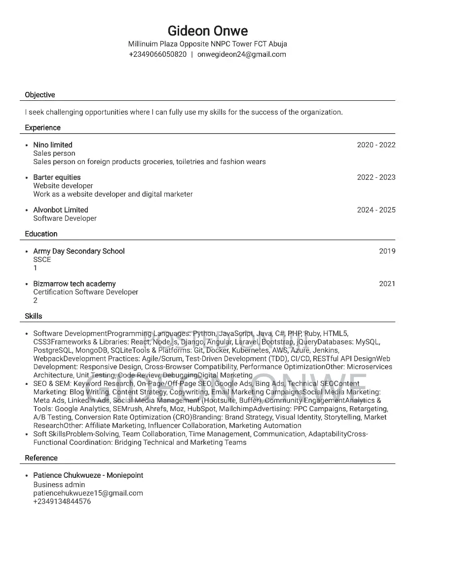 Computing IT CV