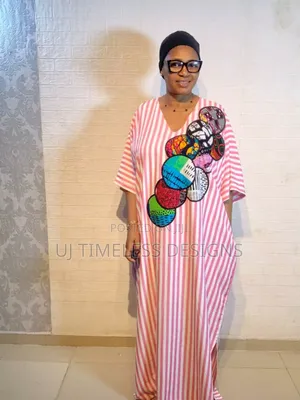 Lovely Patterned Long Gown With Ankara Design