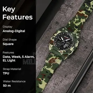 Camou Rubber Strap Men's Unique Wrist Watch