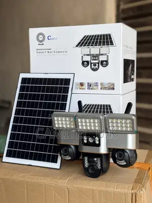 V380 Pro 3-Lens Solar Powered PTZ Security Camera With Floodlight