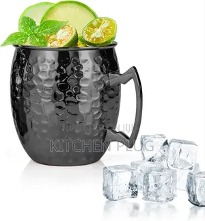, 16 Oz Black Hammered Mule Cup With Handle, For Cold Drinks