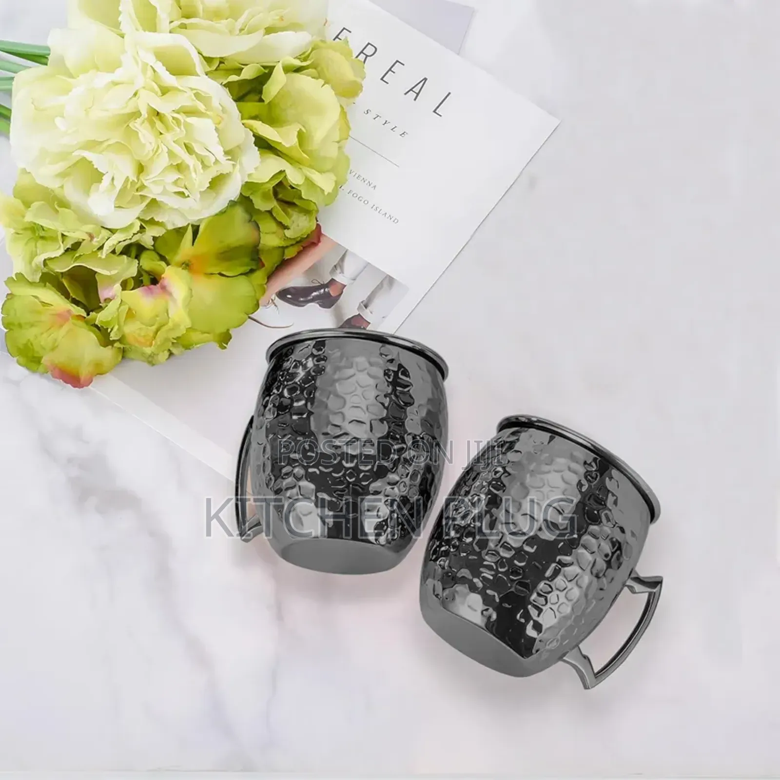 , 16 Oz Black Hammered Mule Cup With Handle, For Cold Drinks