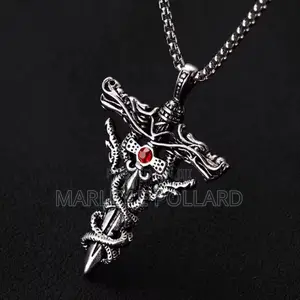 Sword Titanium Steel Necklace Pendant Retro Punk Cross Men's Jewelry
