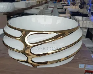 Gold and White Colour Countertop Basin