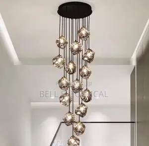 Modern Ice Cube Led Pendant Light Glass Chandelier