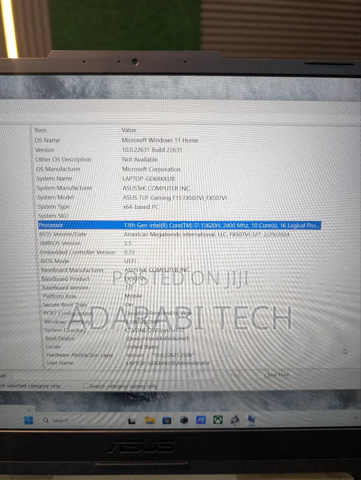 Laptop Asus TUF Dash F15 16GB Intel Core I7 SSD 1T