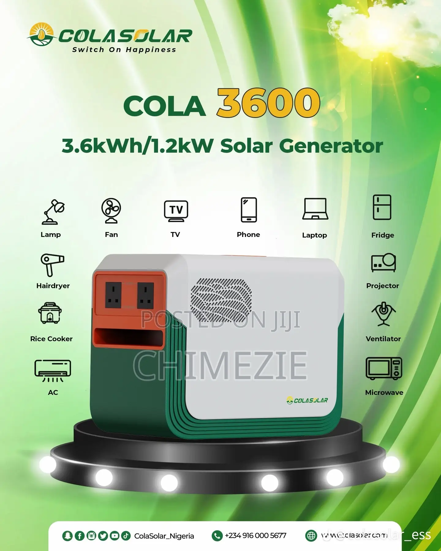 Cola 3.6kva Lithium Battery Solar Generator