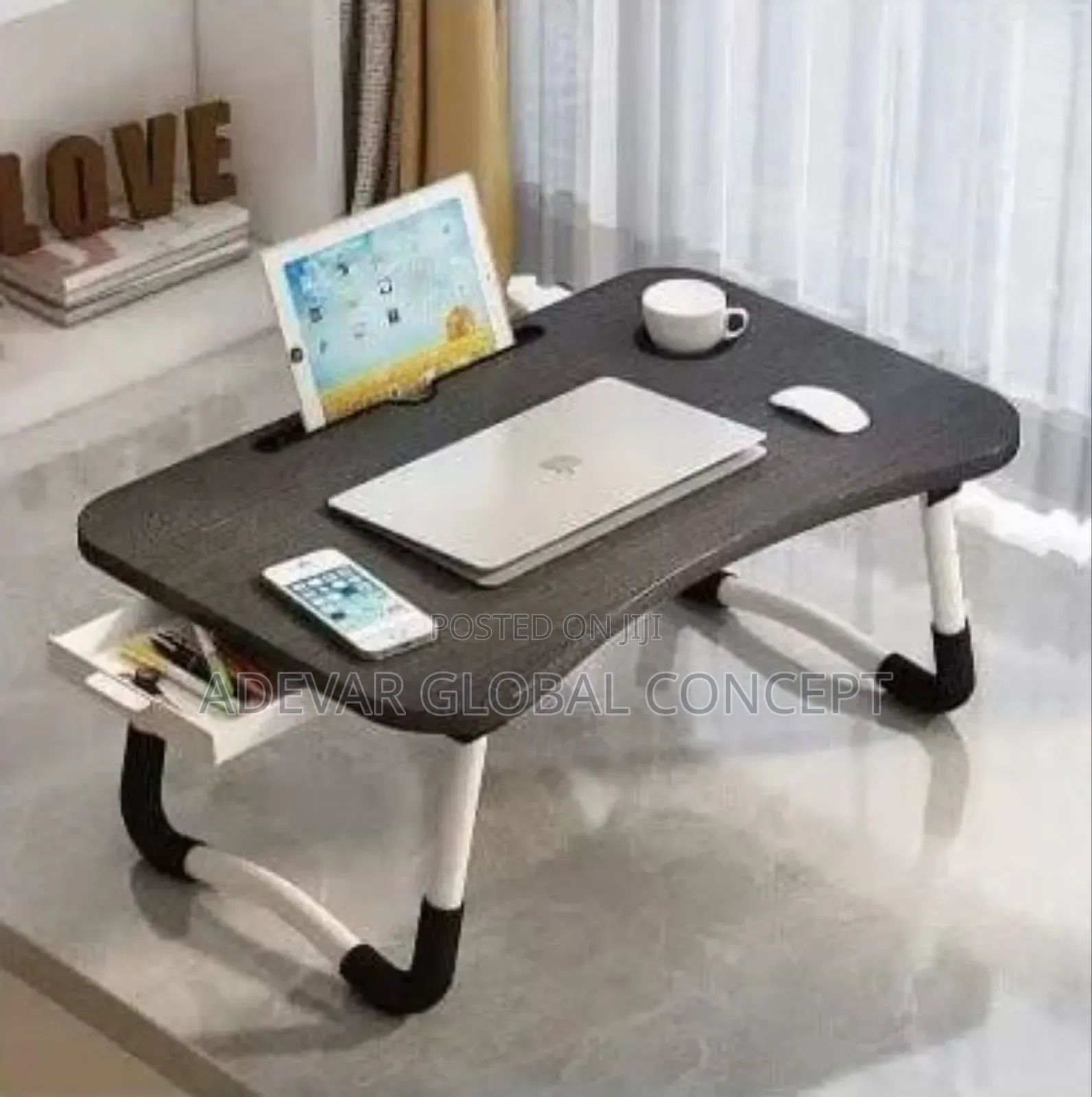 Foldable Laptop Table With Drawer and Cup Holder